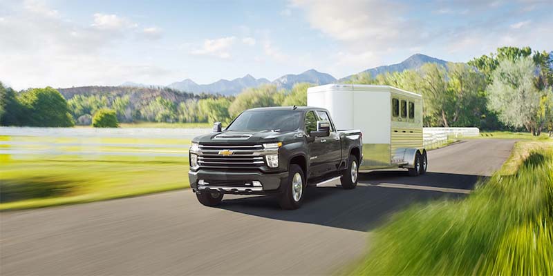 Photo of a 2024 Silverado 3500 HD towing a trailer